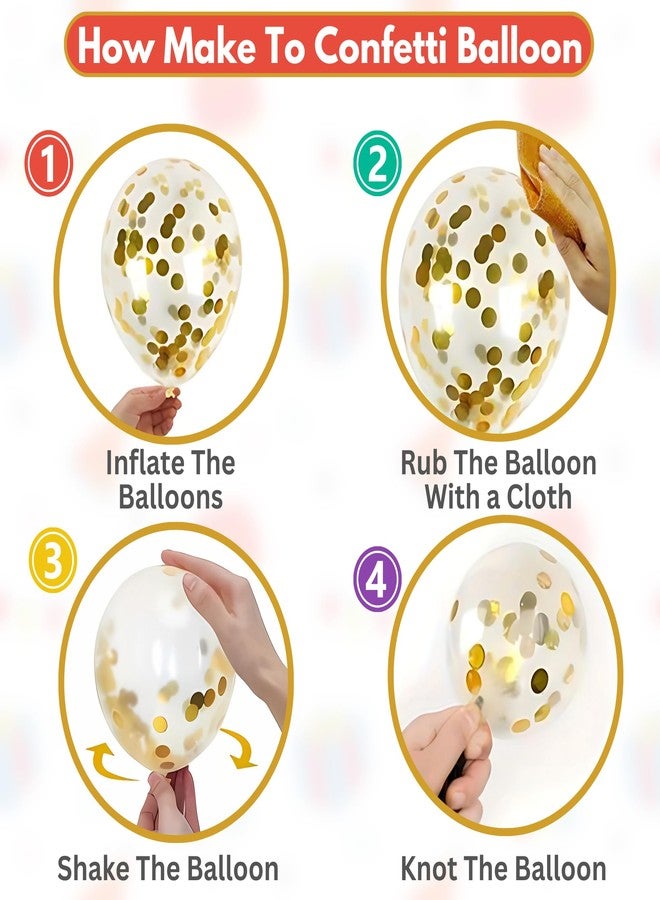 Flyloons Red Happy Anniversary Banner with Confetti Balloons Decoration Kit for Men Women 8 Pcs Gold Colour Confetti Meatallic Balloons Reusable Happy Wedding Anniversary Banner - Image 3